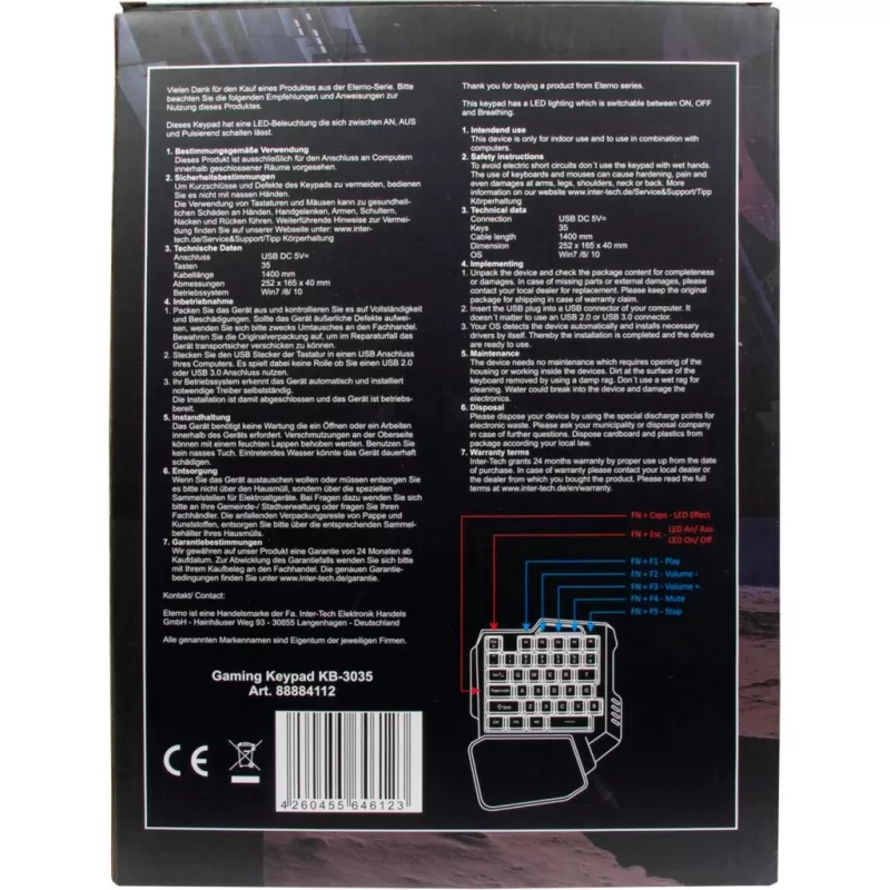 Klawiatura Inter-Tech KB-3035 Gaming USB QWERTY Czarna