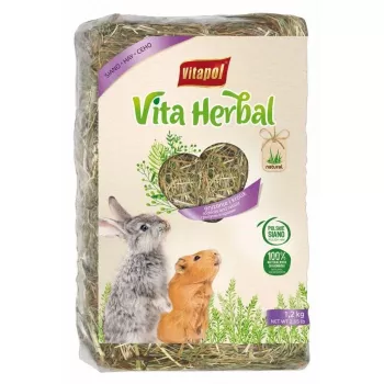 Mieszanka suszonego siana dla gryzoni Vitapol Vita Herbal 1,2 kg — pokarm sienny dla dorosłych małych zwierząt, 12,2% białka, bezglutenowy i bezlaktozowy