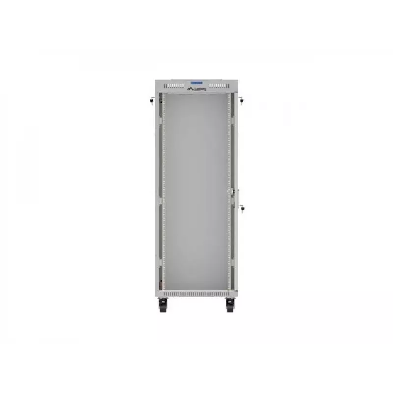 LANBERG 19-calowa 32U stojąca szafa rack 600×600 mm szara z perforowanymi drzwiami i LCD (płaska paczka)