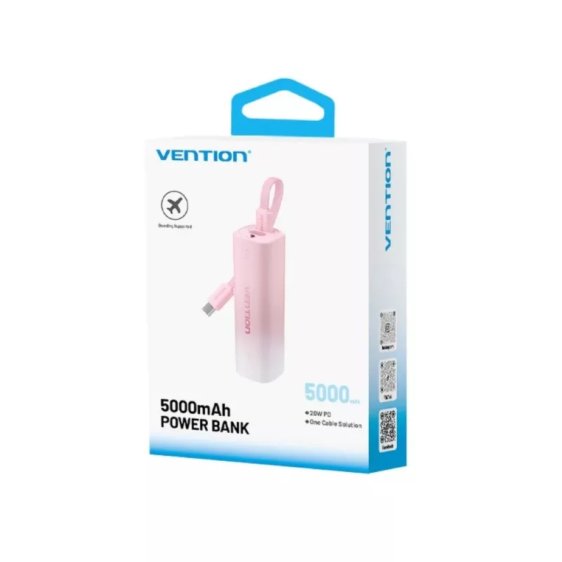 Power bank Vention FHWR0, przenośna ładowarka USB-C/USB-A, uniwersalna kompatybilność