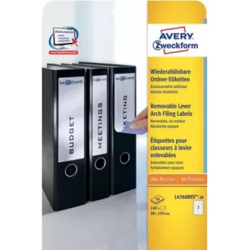 Avery L4760REV-20 - biały - zaokrąglony prostokąt - 38 x 192 mm - A4 - segregator - papier (L4760REV-20)