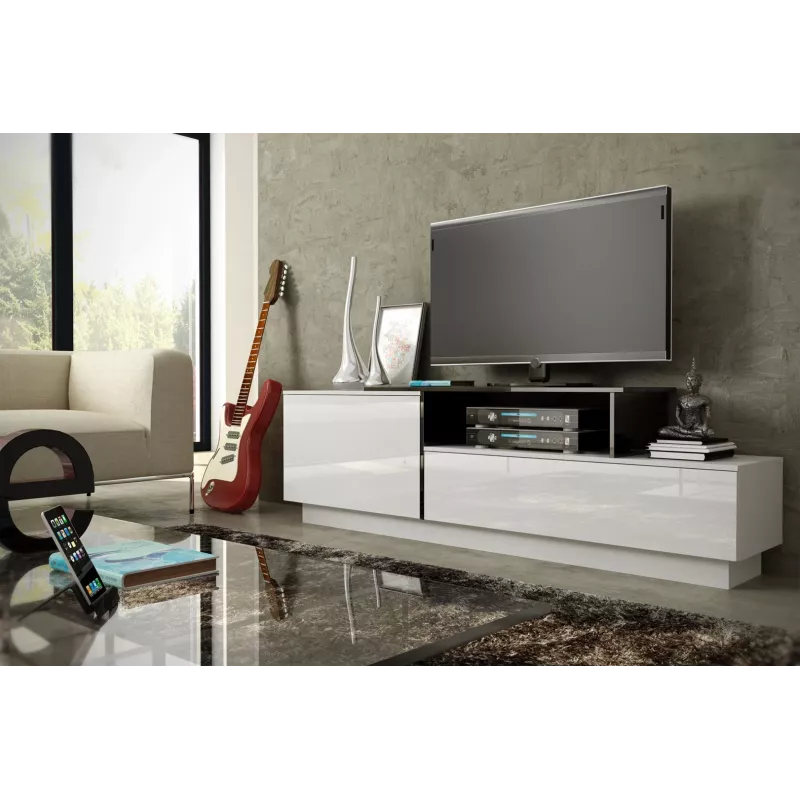 Cama szafka TV SIGMA 3 180 biały/biały połysk + czarny