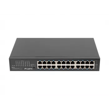 Przełącznik niezarządzalny LANBERG RSGE-24 — 24× Gigabit Ethernet 1U, do montażu w szafie rack, czarny