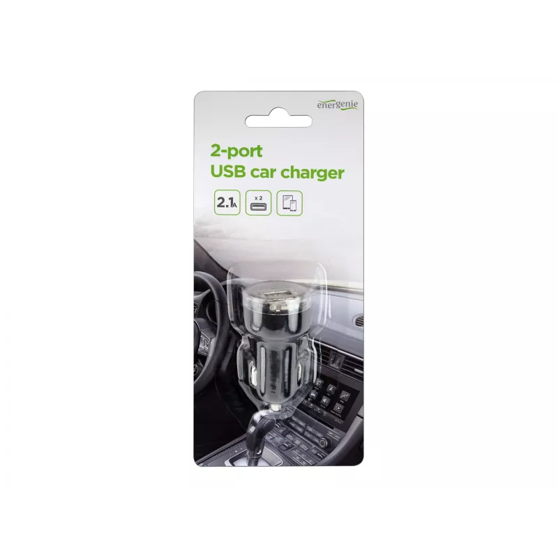 Ładowarka samochodowa Gembird EG-U2C2A-CAR-02, wejście 12–24 V, wyjście 5 V/2,1 A, 2× USB 2.0, czarna