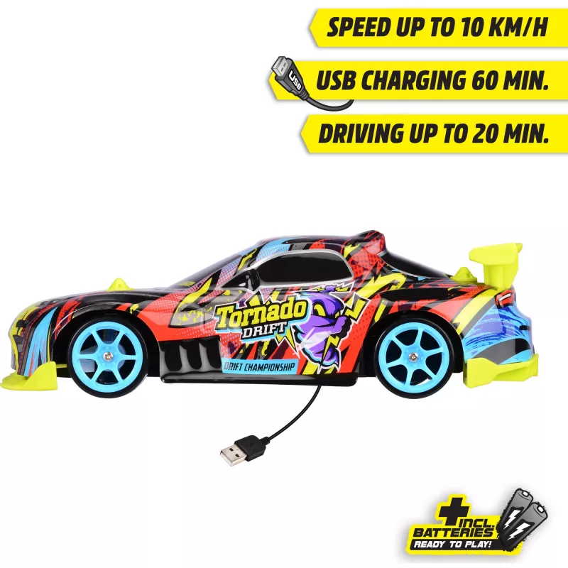 Samochód zdalnie sterowany Dickie Tornado Drift RTR 2.4 GHz — gotowy do jazdy drift car