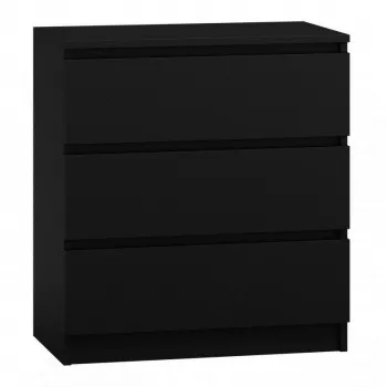 Komoda top e shop M3 CZERŃ — 3 szuflady, płyta wiórowa, 700×400×770 mm, czarny