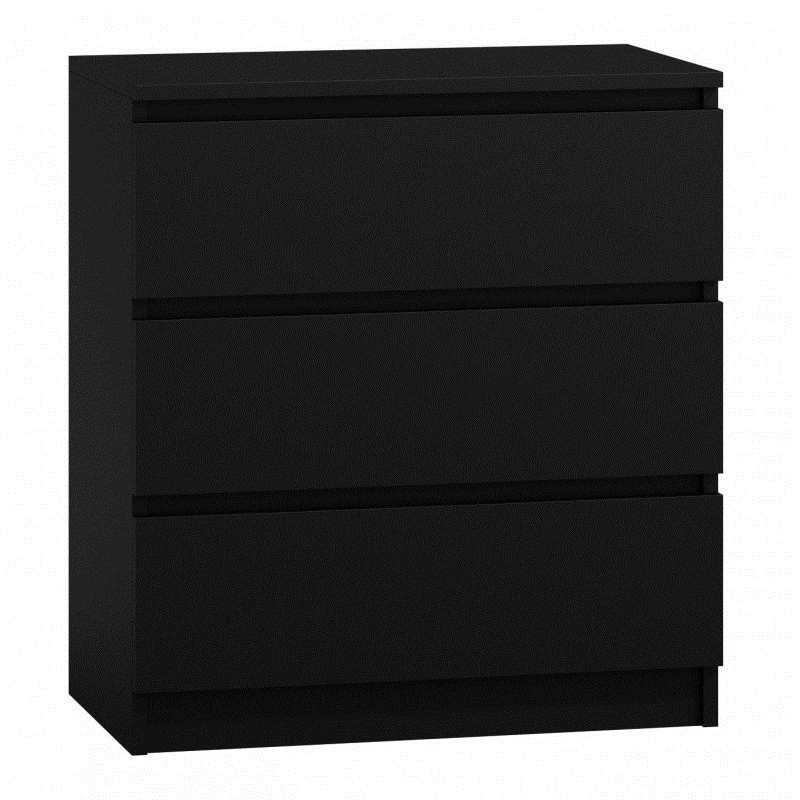 Komoda top e shop M3 CZERŃ — 3 szuflady, płyta wiórowa, 700×400×770 mm, czarny