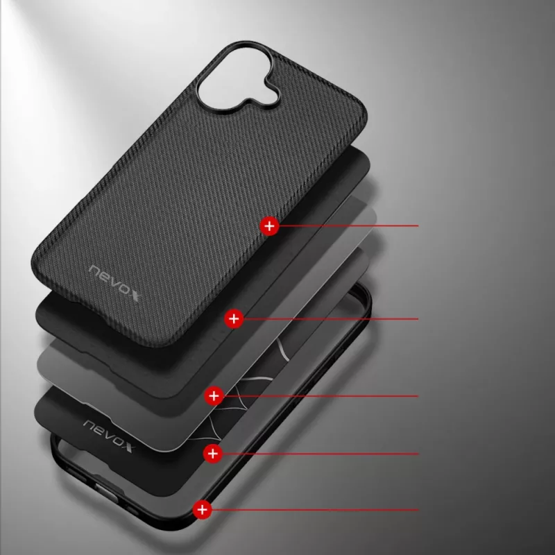 Etui ochronne na telefon Nevox StyleShell NYLO dla iPhone 17, 6,3 cala, czarne