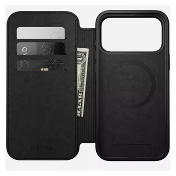 Futerał komórkowy z klapką Nomad Modern Leather Folio do iPhone 17 Pro Max — Tan, pasuje do ekranu 17,5 cm (6,9 cala), 4 kieszenie na karty