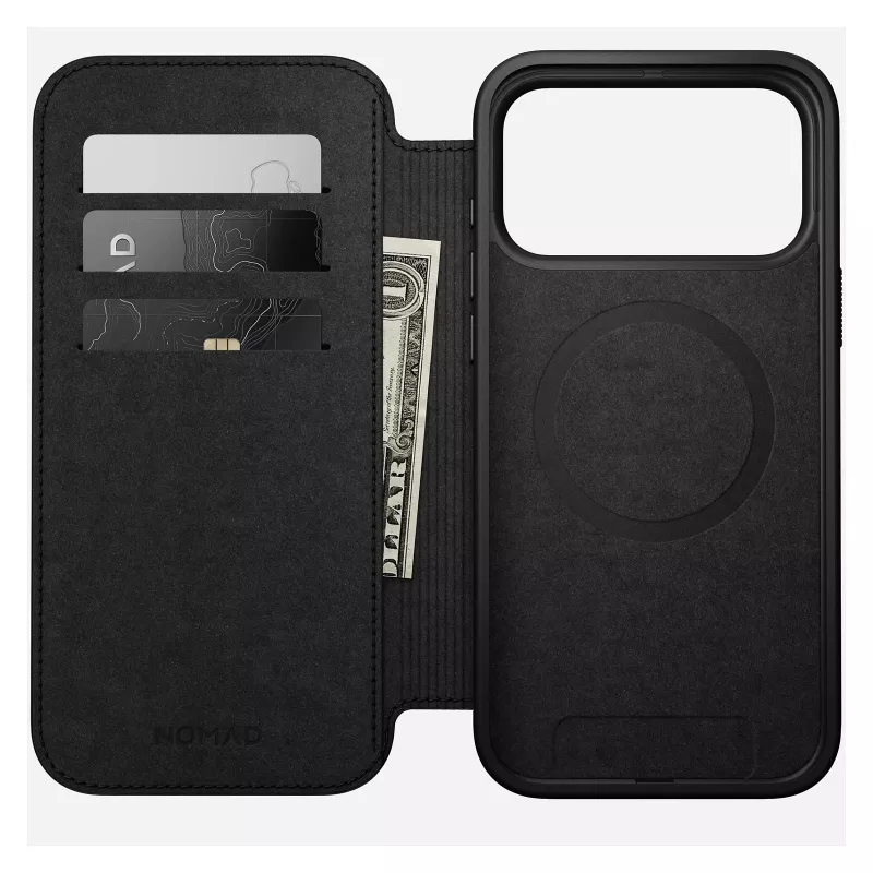 Futerał komórkowy z klapką Nomad Modern Leather Folio do iPhone 17 Pro Max — Tan, pasuje do ekranu 17,5 cm (6,9 cala), 4 kieszenie na karty