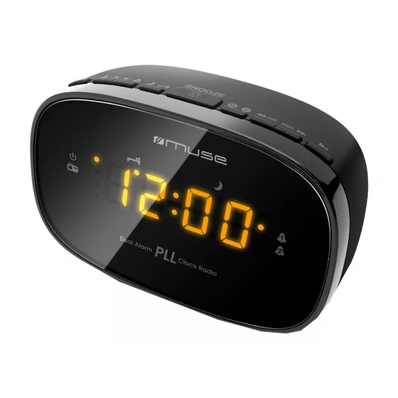 Zegar radiowy Muse M-150CR z tunerem FM PLL, wyświetlaczem LED 1,52 cm, alarmem (radio/brzęczyk), AC 230V / baterie AAA