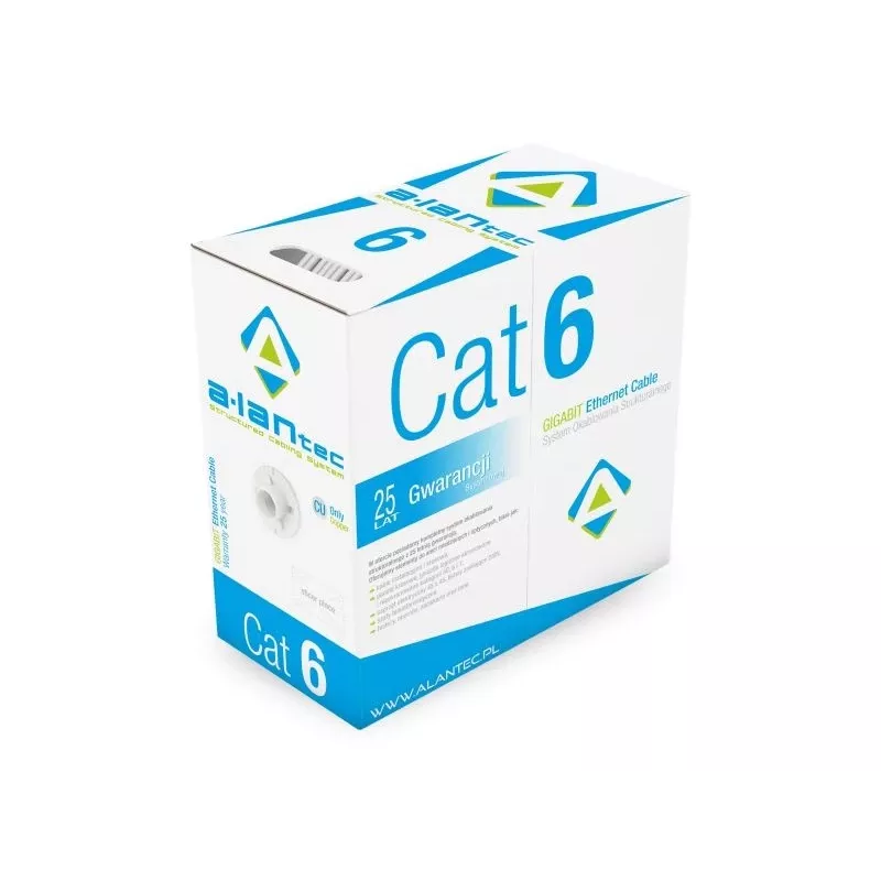 Kabel sieciowy Alantec KIU6LSOH305D U/UTP Cat6, 305 m, szary, 24 AWG