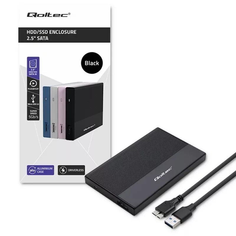 Obudowa na dysk SATA SSD/HDD 2,5 cala QOLTEC 52277 USB 3.0