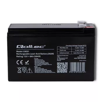 Akumulator do zasilacza awaryjnego QOLTEC 53031 12V 9Ah zielony, 152×94×65 mm, 2,35 kg