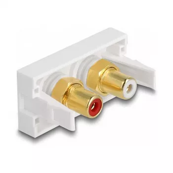 DeLOCK Easy 45 gniazdo 2 x RCA Biały ABS
