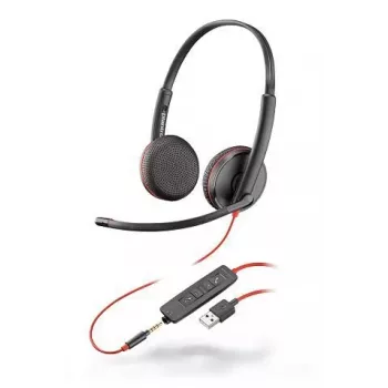 HP Poly Poly Czarnywire C3225 USB - 3200 Series - Zestaw słuchawkowy - nauszny - przewodowy - USB, wtyk 3,5 mm - izolacja hałasu (209747-101)