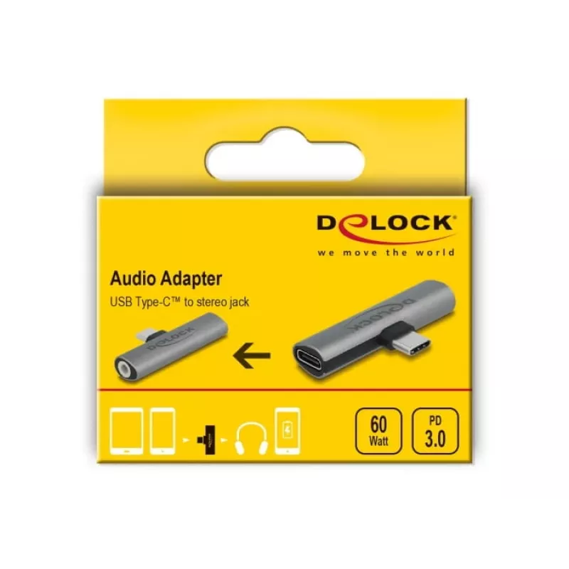 DeLOCK 64186 adapter kablowy USB Type-C USB Type-C + 3.5mm Szary