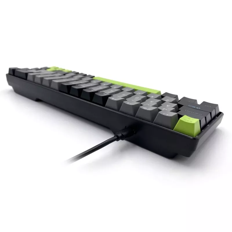 Klawiatura mechaniczna MEDIA-TECH MT1260 czerwony Core MX60, układ 60%, przełączniki CHERRY MX czerwony, podświetlenie RGB, USB, zielona