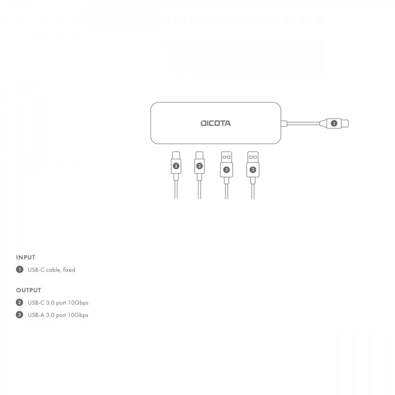 Hub USB Type-C DICOTA D32061 10000 Mbit/s Srebrny