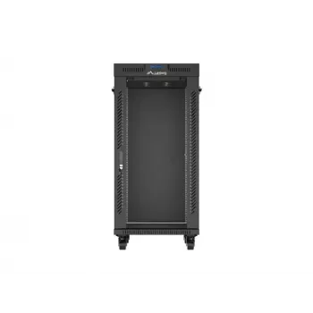Szafa rackowa stojąca LANBERG 19 cali 24U 600x800 mm czarna z drzwiami szklanymi i wycięciem na LCD (płaski Pack) v2