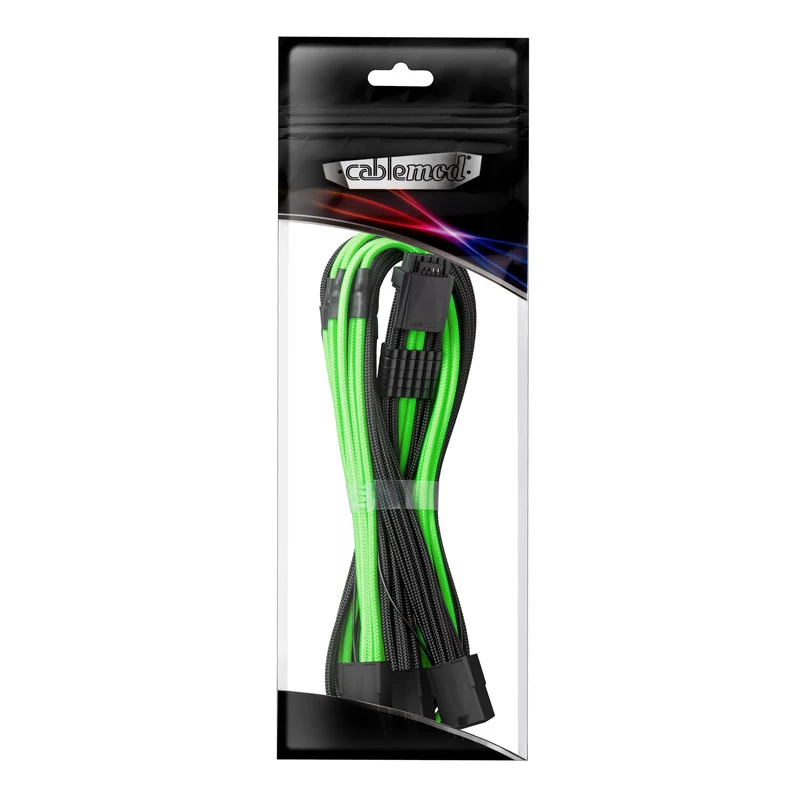 Kabel CableMod 12VHPWR na 3× PCIe ModMesh 45 cm, czarny/jasnozielony