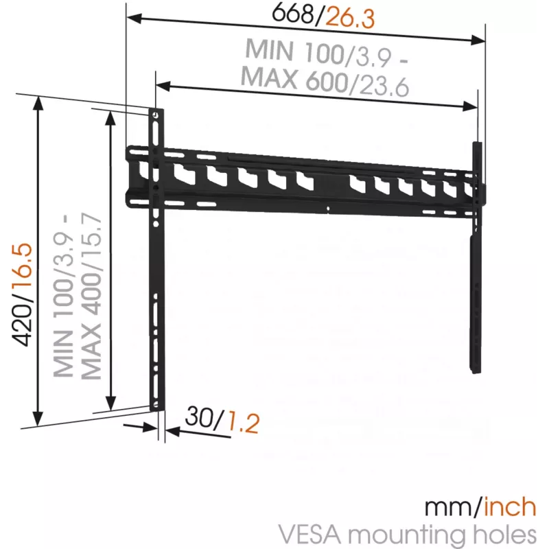 Vogels | Uchwyt ścienny | MA4000-A1 | Stały | 40-80 | Maksymalne obciążenie 80 kg | Czarny