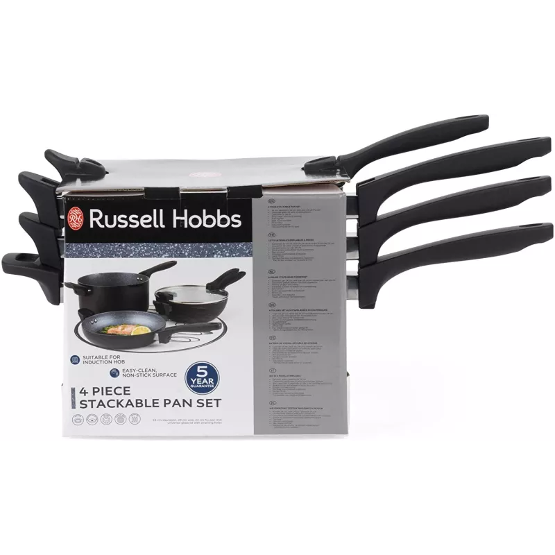 Zestaw naczyń kuchennych Russell Hobbs RH01840EU7 — 4-częściowy, kompaktowy, metaliczny marmur