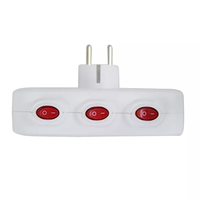 Rozdzielacz zasilania ESPERANZA ELK307W — 3-gniazdowy przełączany adapter wewnętrzny, wtyczka typu E, 220–240 V, 16 A, 3680 W, biały
