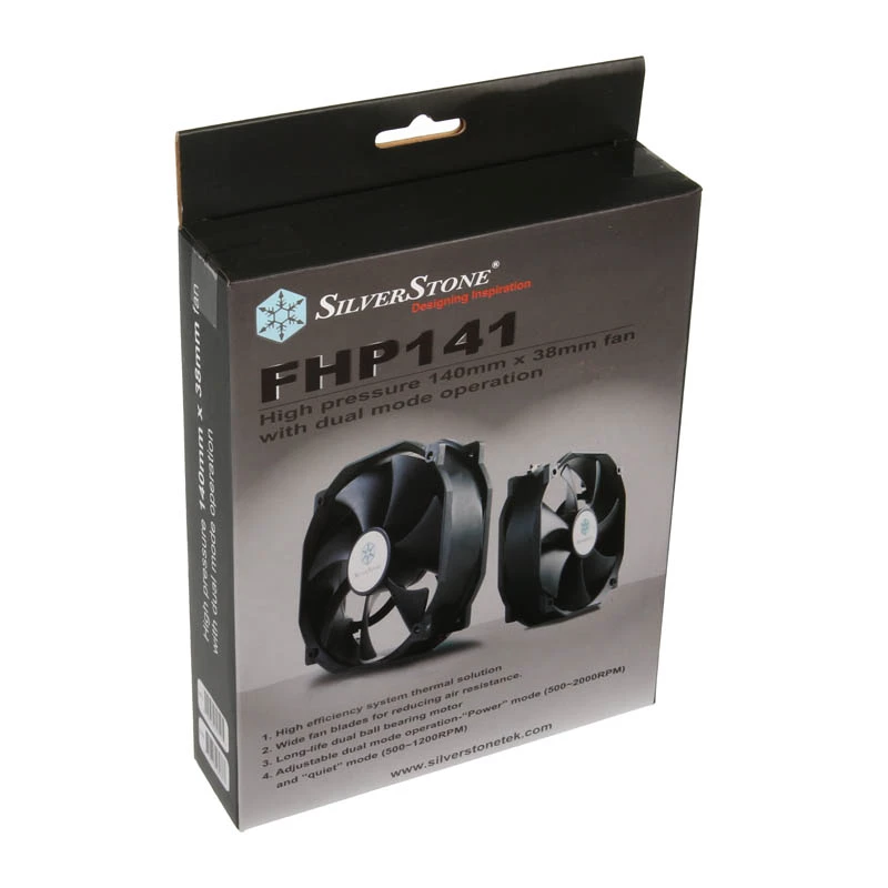 SILVERSTONE 140mm wentylator chłodzący SST-FHP141 v2.0 — 140 mm PWM wentylator do obudowy/chłodzenia, czarny