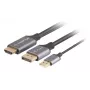 Lanberg CA-HDDP-20CU-0018-BK przejściówka kablowa 1.8 m DisplayPort HDMI + USB Czarny, Srebrny