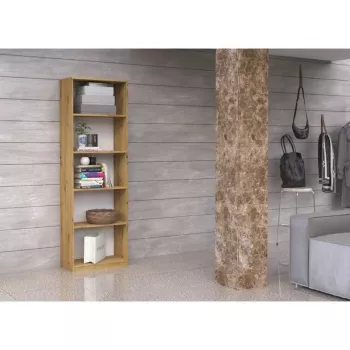 Regał biurowy Topeshop R40 ARTISAN, dąb, 5 półek, 400×300×1820 mm, rama z płyty wiórowej