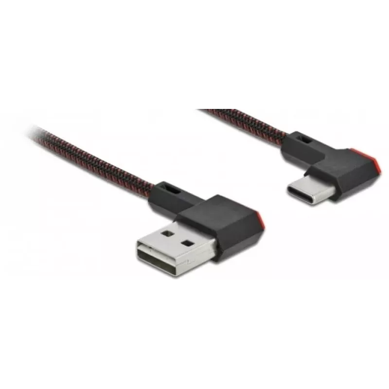 Kabel USB DeLOCK EASY-USB 2.0 Typ-A męski na Typ-C męski kątowy 0,2 m czarny