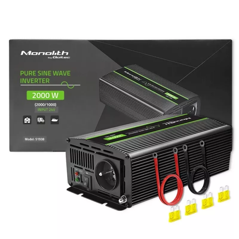 Przetwornica samochodowa Qoltec Monolith 2000 W Czarna 24 V