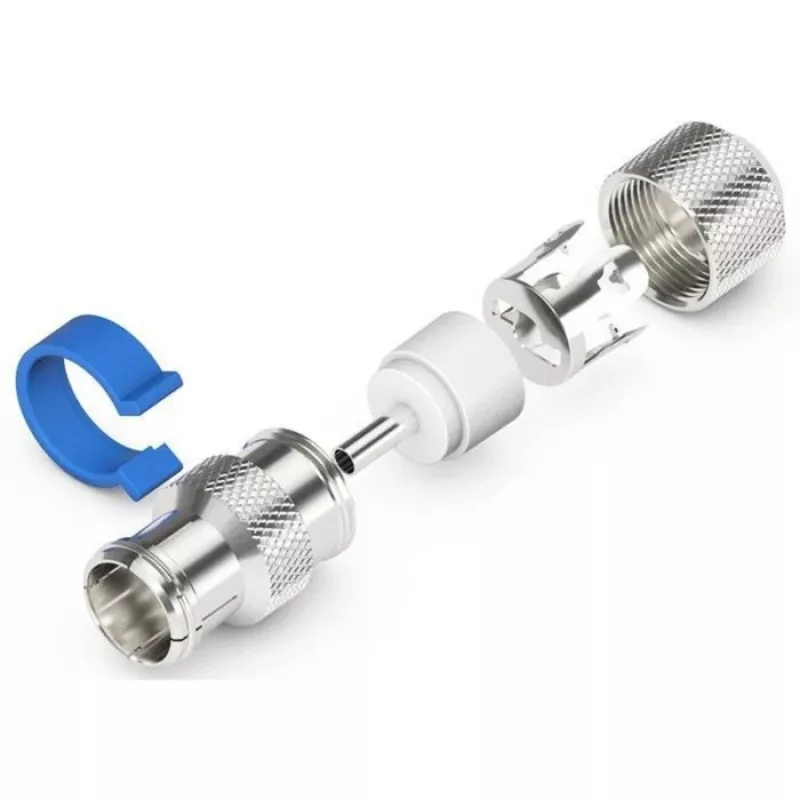 Gniazdo IEC/koncentryczne do łatwego montażu (srebrny/niebieski, 6,5–8,0 mm)