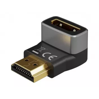 Goobay 72011 HDMI™ Adapter kątowy 270° pionowy, 8K przy 60 Hz, pozłacany, czarny, srebrny | Goobay