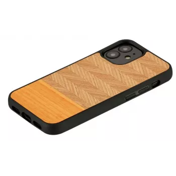 Etui na telefon Man and Wood do iPhone 12 mini, jodełka arancia czarne