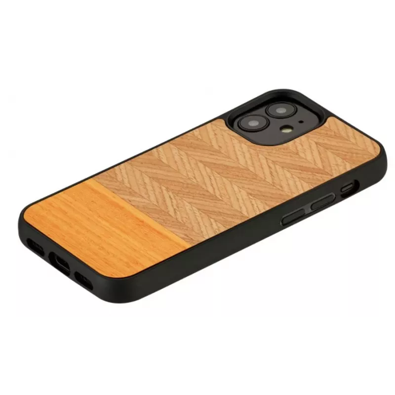 Etui na telefon Man and Wood do iPhone 12 mini, jodełka arancia czarne