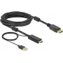 adapter kablowy wideo DeLOCK 85966 5m HDMI Typ A DisplayPort USB Typ-A Czarny