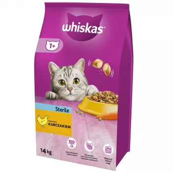 Sucha karma dla kota Whiskas Adult Kurczak 14 kg — dla kotów sterylizowanych/wysterylizowanych, dorosłych, wszystkich ras
