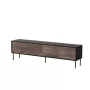 Szafka RTV cama meble CORTINA 4D 200x40x55 cm, blat czarny, fronty orzechowe
