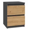 Szafka nocna Topeshop M2 ANTRACYT/ARTISAN 2 szuflady Antracyt Dąb