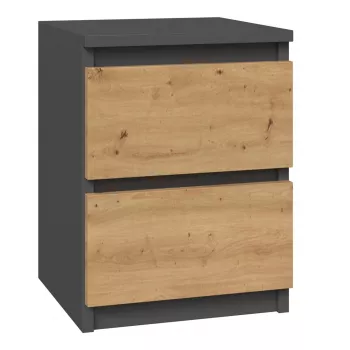 Szafka nocna Topeshop M2 ANTRACYT/ARTISAN 2 szuflady Antracyt Dąb
