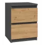 Szafka nocna Topeshop M2 ANTRACYT/ARTISAN 2 szuflady Antracyt Dąb