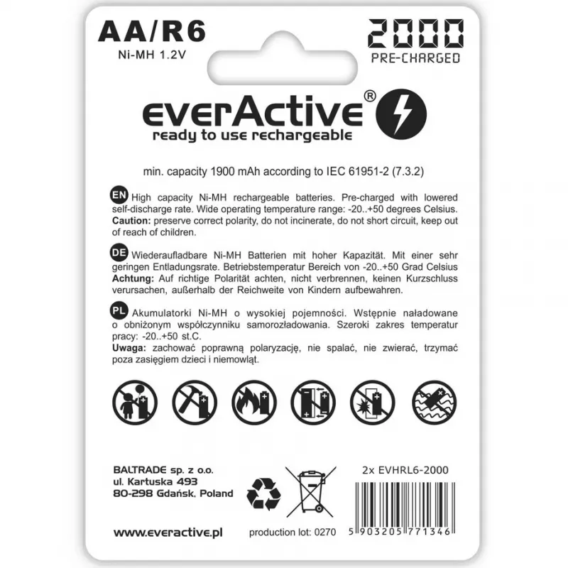 BATERIE R6/AA 2000 mAh, BLISTER 2 SZT.