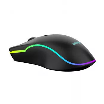 Przewodowa podgrzewana mysz gamingowa ActiveJet AMY-W390 — symetryczna, optyczna 2000 DPI, USB typu A, 4 przyciski, czarna