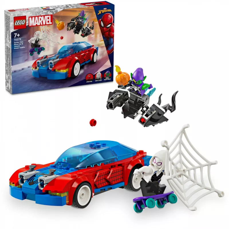 Lego Marvel 76279 Samochód wyścigowy Spider-Mana i Venom Green Goblin – zestaw do budowania