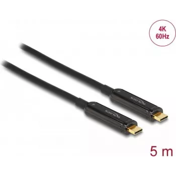 Kabel USB-C DELOCK 84090 — 5 m, USB-C do USB-C, do 21600 Mbit/s, pozłacane styki, czarny