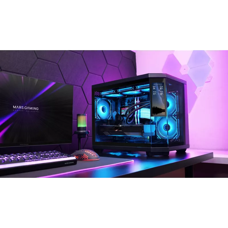 Obudowa komputerowa Mars Gaming MC3TCORELCDM Mini Tower Czarna