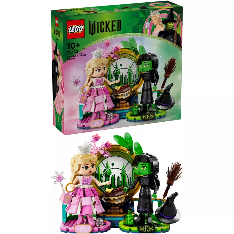 LEGO Wicked Figurki Elphaba i Glinda 75682 – zestaw kolekcjonerski minifigurek