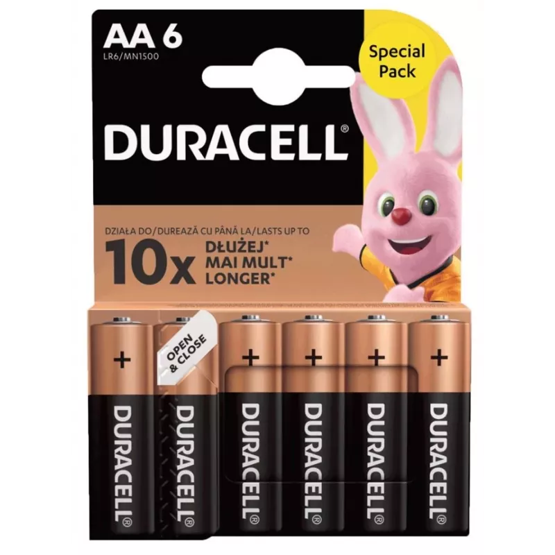 Zestaw baterii Duracell Basic AA / LR6 — 6 sztuk (alkaliczne)
